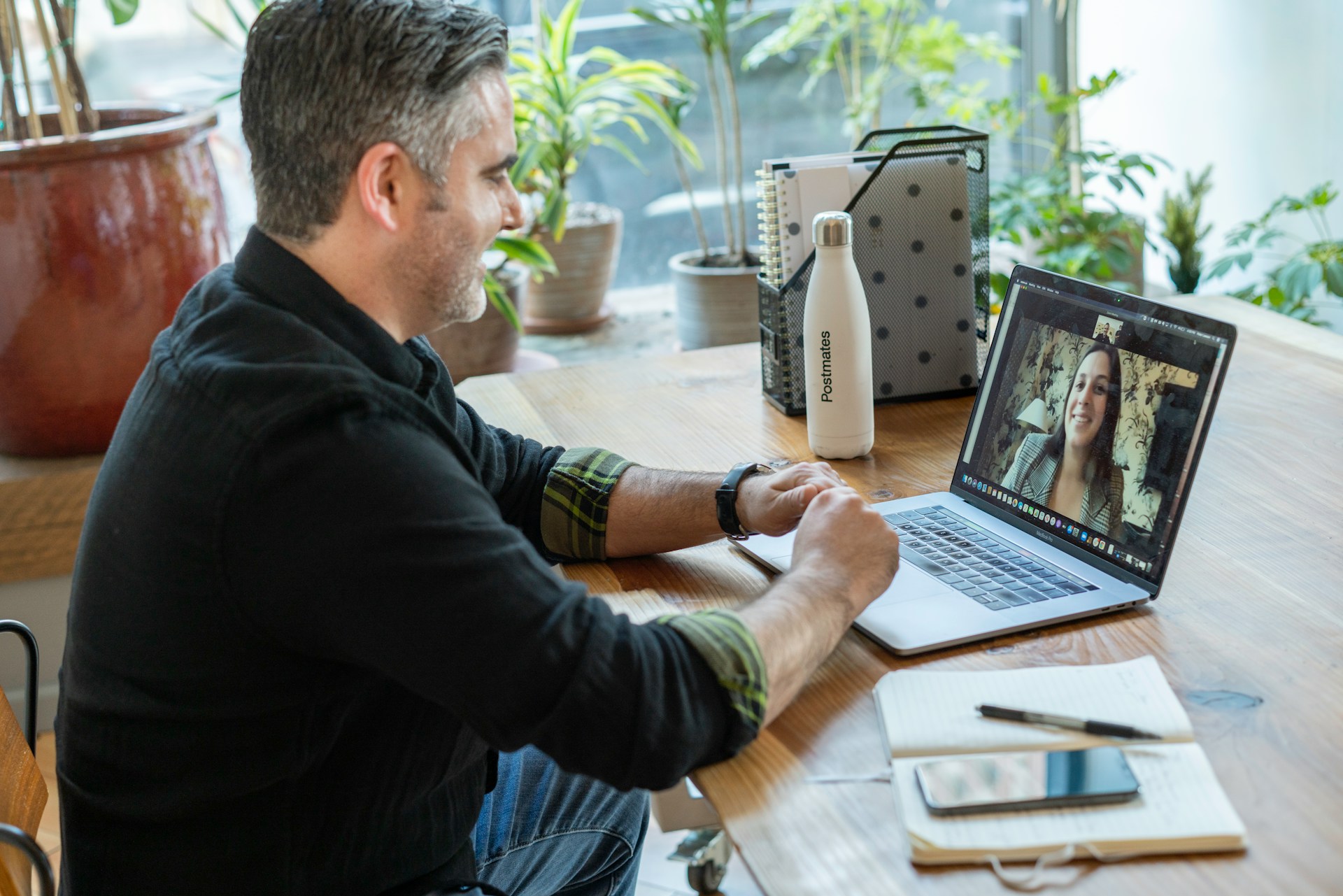 Person on computer video call